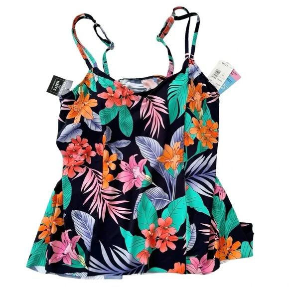 Swim Solutions Havanna Nights Bust Support Tankini Swim Top Size 12 Navy NWT - Picture 3 of 12